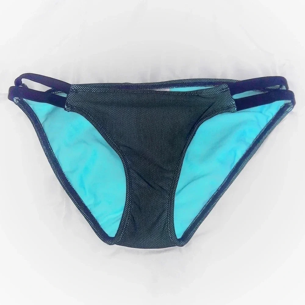 Mesh Fishnet Bikini Bathing Suit Black XS NWT Swim